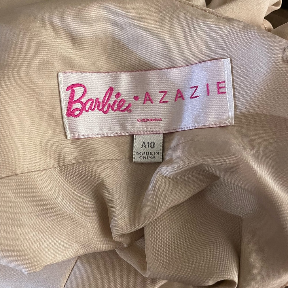 Barbie Azazie 1003 Chiffon-A-Line dress with puff sleeves, color champagne - Picture 7 of 9